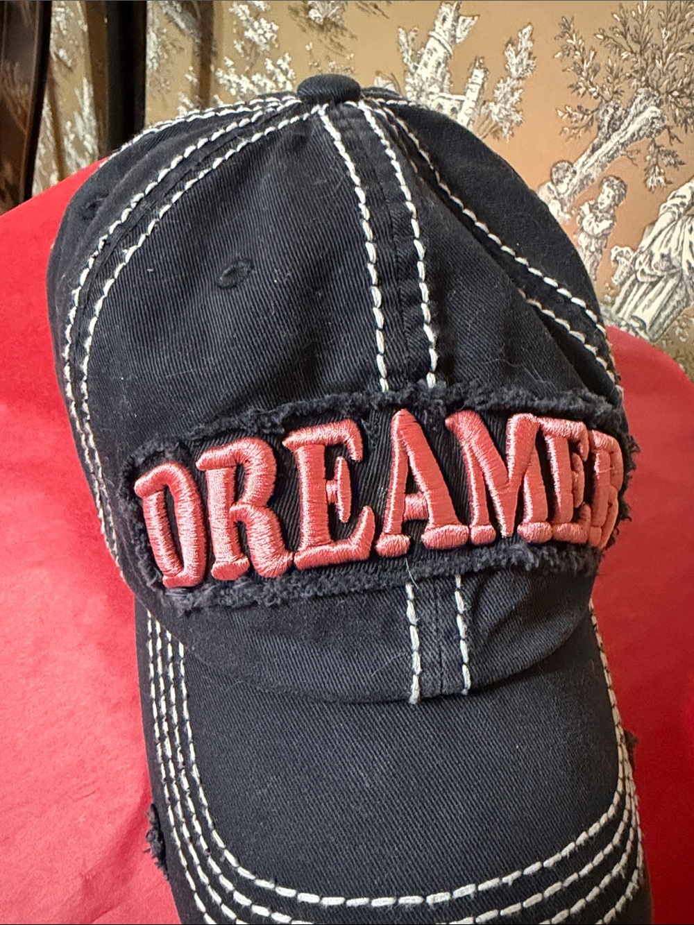 Black Baseball Cap with Pink 'DREAM' Embroidery - Picture 9 of 15